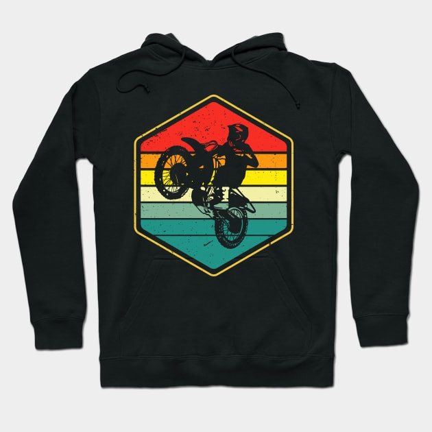 Vintage Motocross Dirt Bike Biker Retro Motorcycle Hoodie by Foxxy Merch